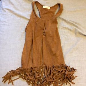 Tan fringe vest